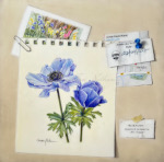 Blue Poppy (Anemone coronaria ‘Mr. Fokker’) with related trompe-l'oeil elements, 2024